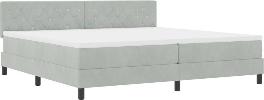 VidaXL Boxspringbed met Matras met matras Lichtgrijs 200 x 200 cm Stof - Foto 5