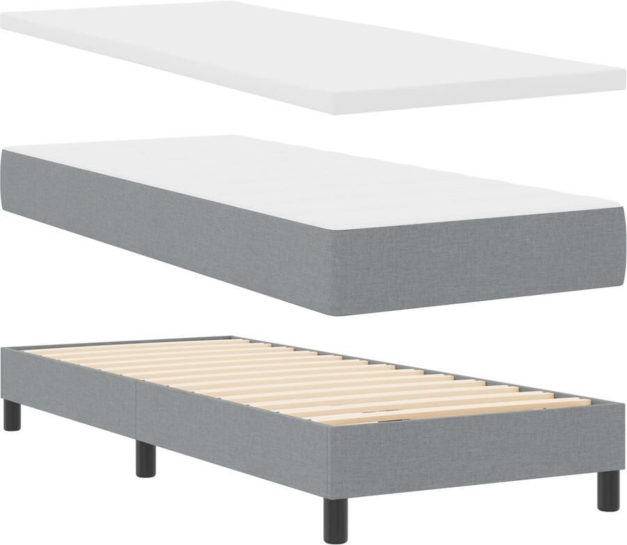 VidaXL Boxspringbed met matras met matras Lichtgrijs 80 x 200 cm