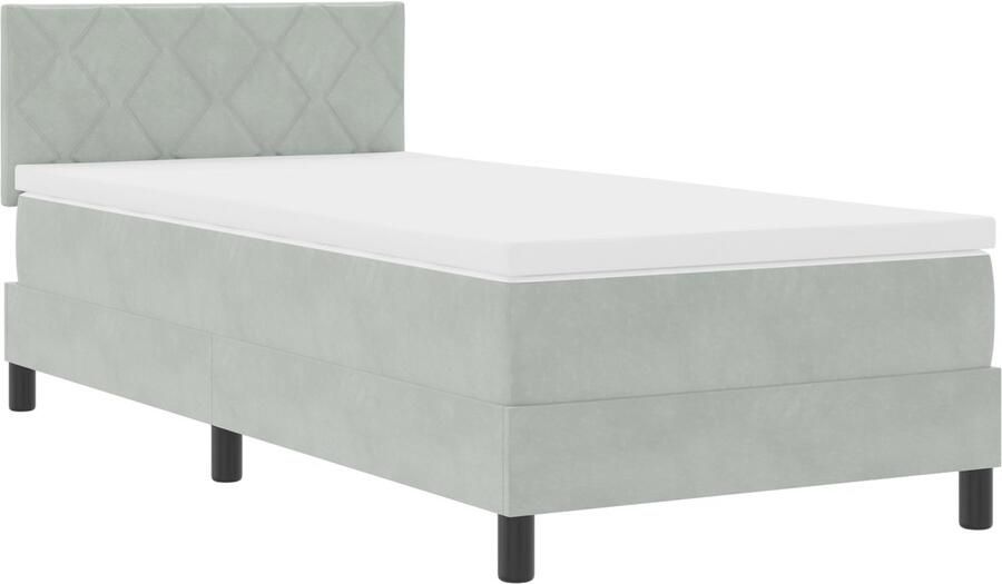 VidaXL Boxspringbed met Matras met matras Lichtgrijs 90 x 200 cm Stof