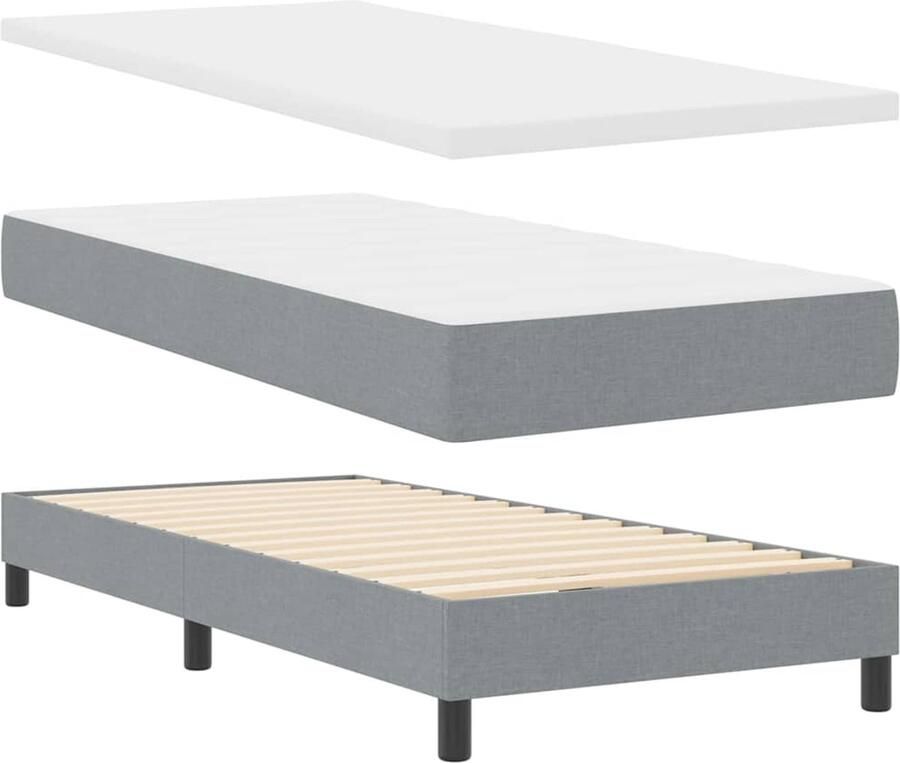 VidaXL Boxspringbed met matras met matras Lichtgrijs 90 x 190 cm Stof