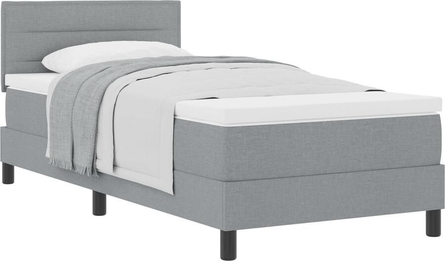 VidaXL Boxspringbed met matras met matras Lichtgrijs 90 x 200 cm Stof