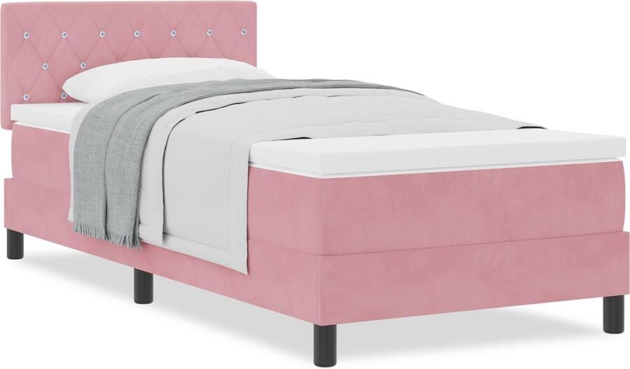 VidaXL Boxspringbed met Matras met matras Roze 100 x 200 cm Stof