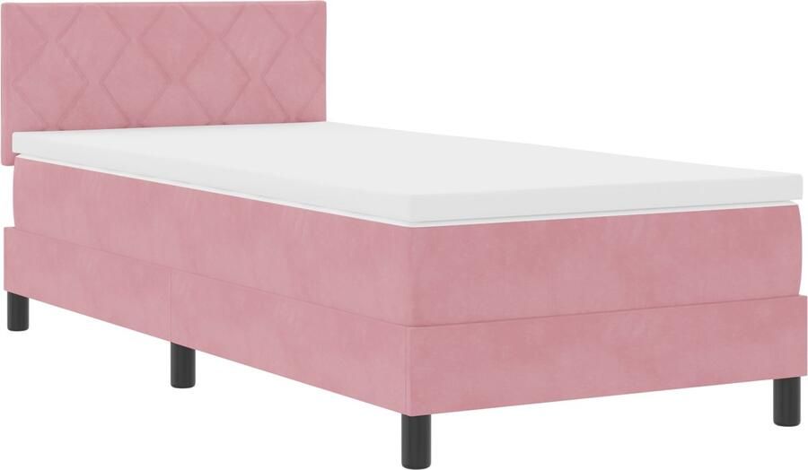 VidaXL Boxspring bed met hoofdeinde Roze 100 x 200 cm Fluweel