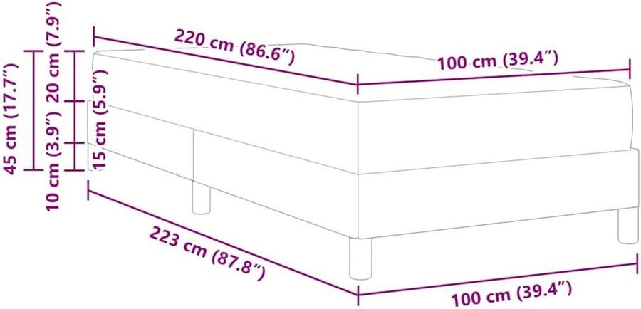 VidaXL Boxspringbed met matras met matras Roze 100 x 220 cm Fluweel