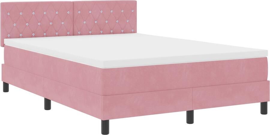 VidaXL Boxspringbed met Matras met matras Roze 160 x 200 cm Stof