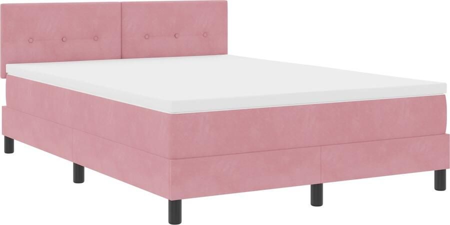 VidaXL Boxspring bed met hoofdeinde Roze 160 x 200 cm Fluweel