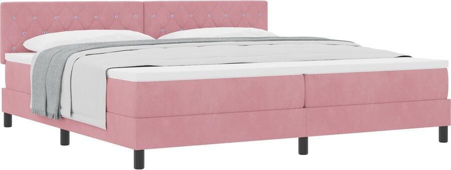 VidaXL Boxspringbed met Matras met matras Roze 200 x 200 cm Stof