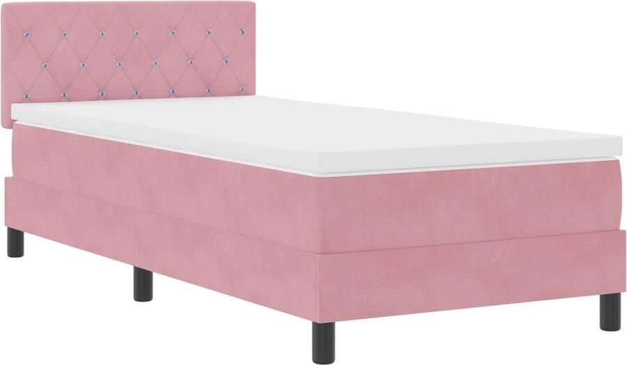 VidaXL Boxspringbed met Matras met matras Roze 90 x 200 cm Stof