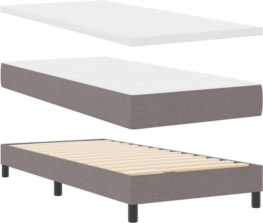 VidaXL Boxspringbed met matras met matras Taupe 90 x 200 cm Stof