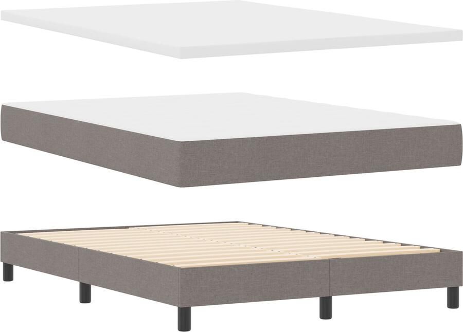 VidaXL Boxspring Bed met Matras Taupe 140x190 cm Stof