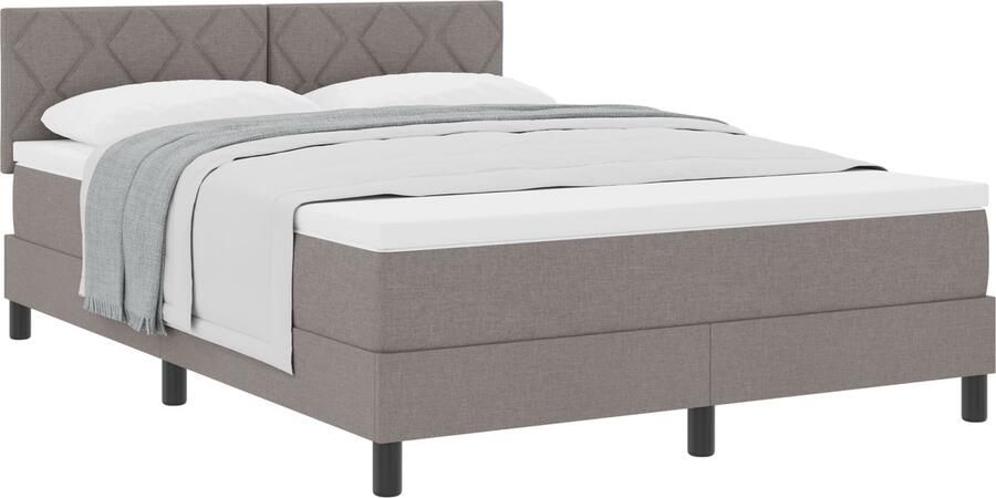 VidaXL Boxspringbed met matras met matras Taupe 140 x 200 cm Stof