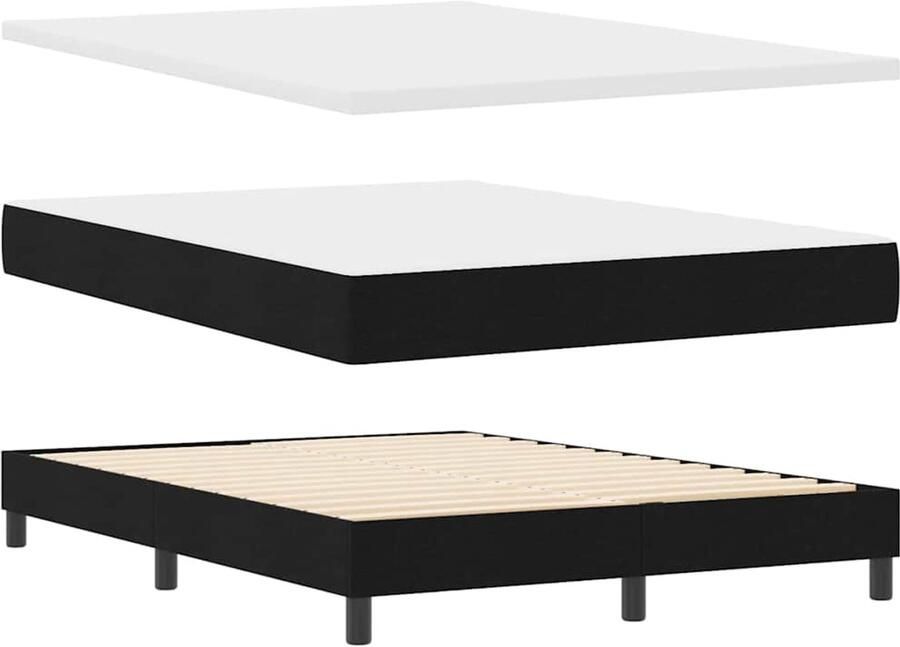 VidaXL Boxspringbed met matras met matras Zwart 140 x 190 cm Stof