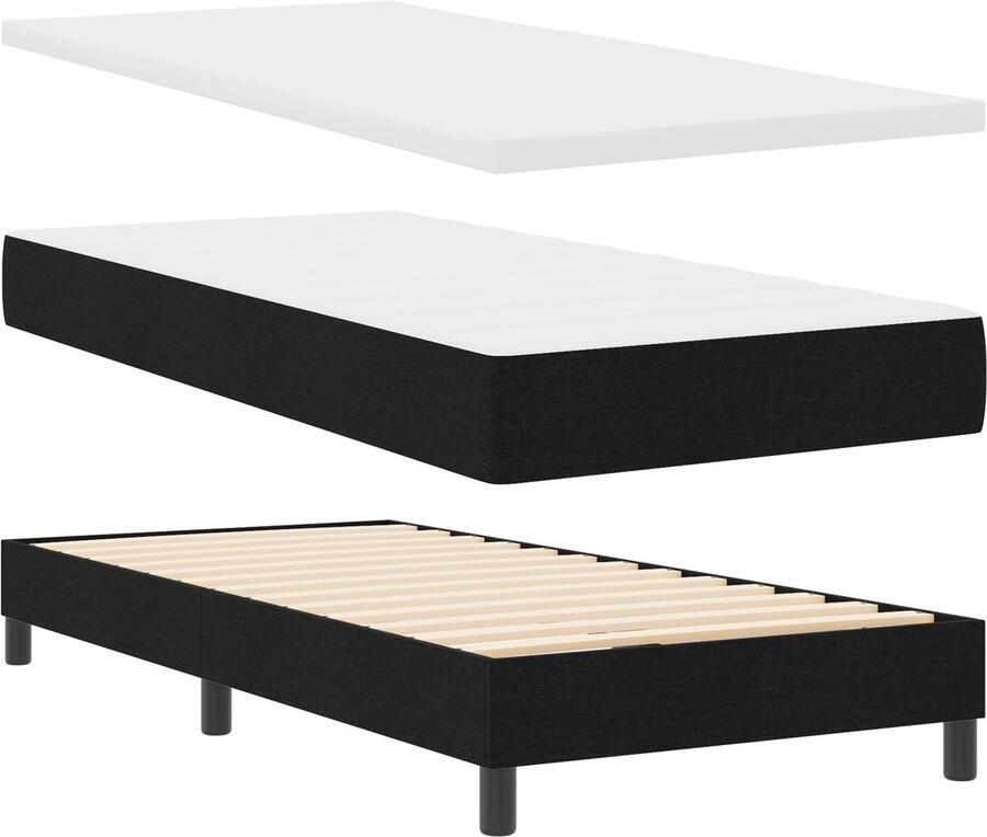 VidaXL Boxspring Bed met Matras Lichtgrijs 80x200 cm Stof Set van 5