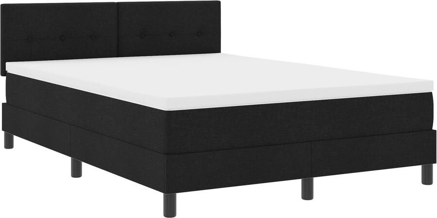VidaXL Boxspringbed met matras met matras Zwart 140 x 190 cm Stof - Foto 3