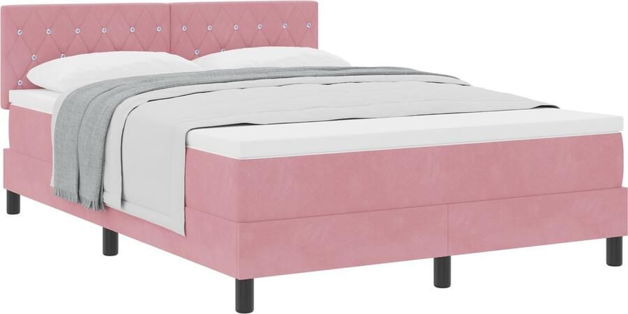 VidaXL Boxspringbed met Matras Roze 140x190 cm Fluweel