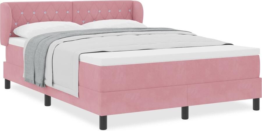 VidaXL Boxspringbed met Matras Donkergrijs 80x200 cm Fluweel Roze - Foto 2