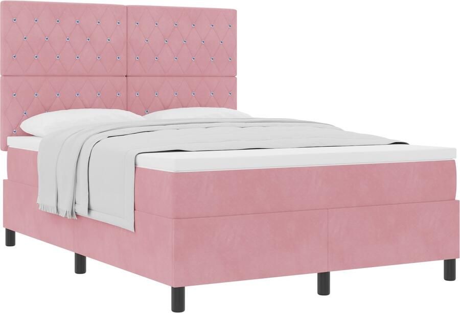 VidaXL Boxspringbed met Matras Roze 140x200 cm Fluweel