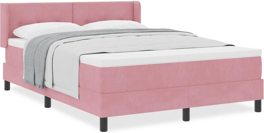 VidaXL Boxspringbed met Matras Roze 140x200 cm Velours - Foto 2