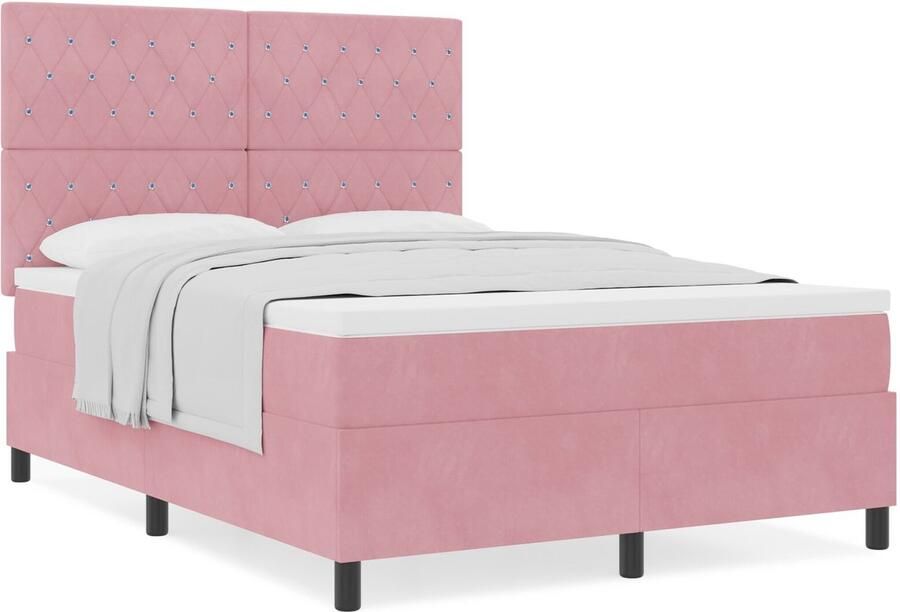 VidaXL Boxspringbed met Matras Roze 160x200 cm Velvet - Foto 2