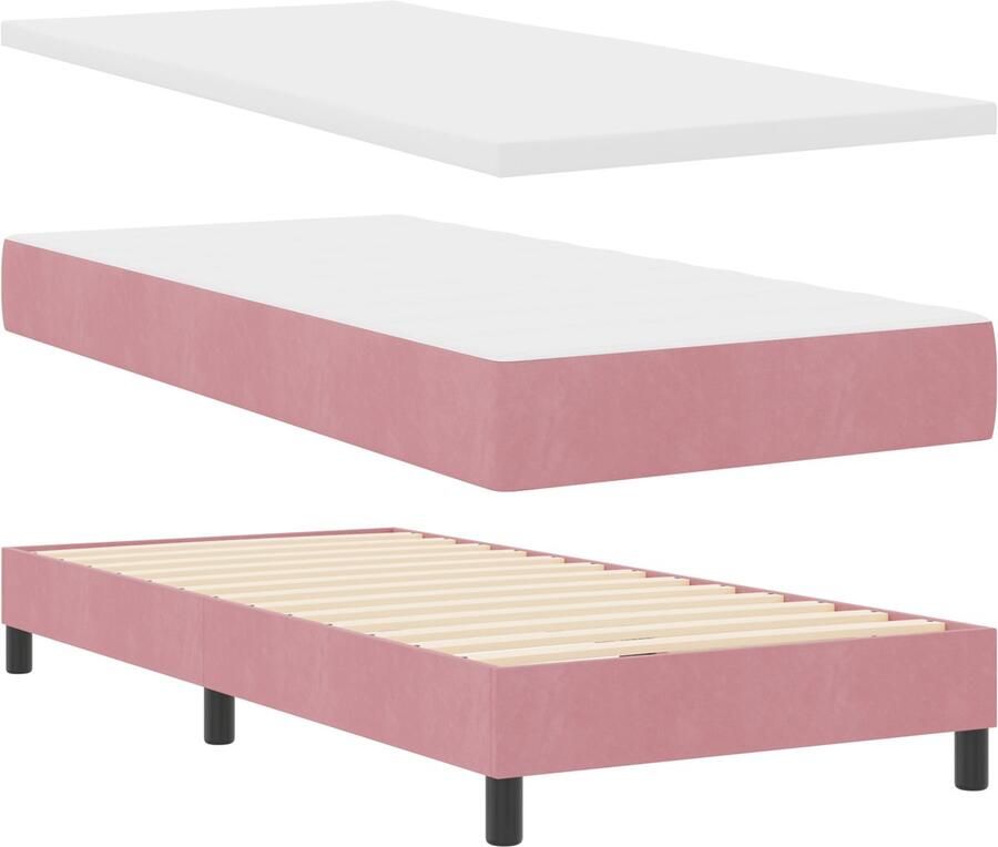 VidaXL Boxspringbed met Matras Roze 90x190 cm Fluweel