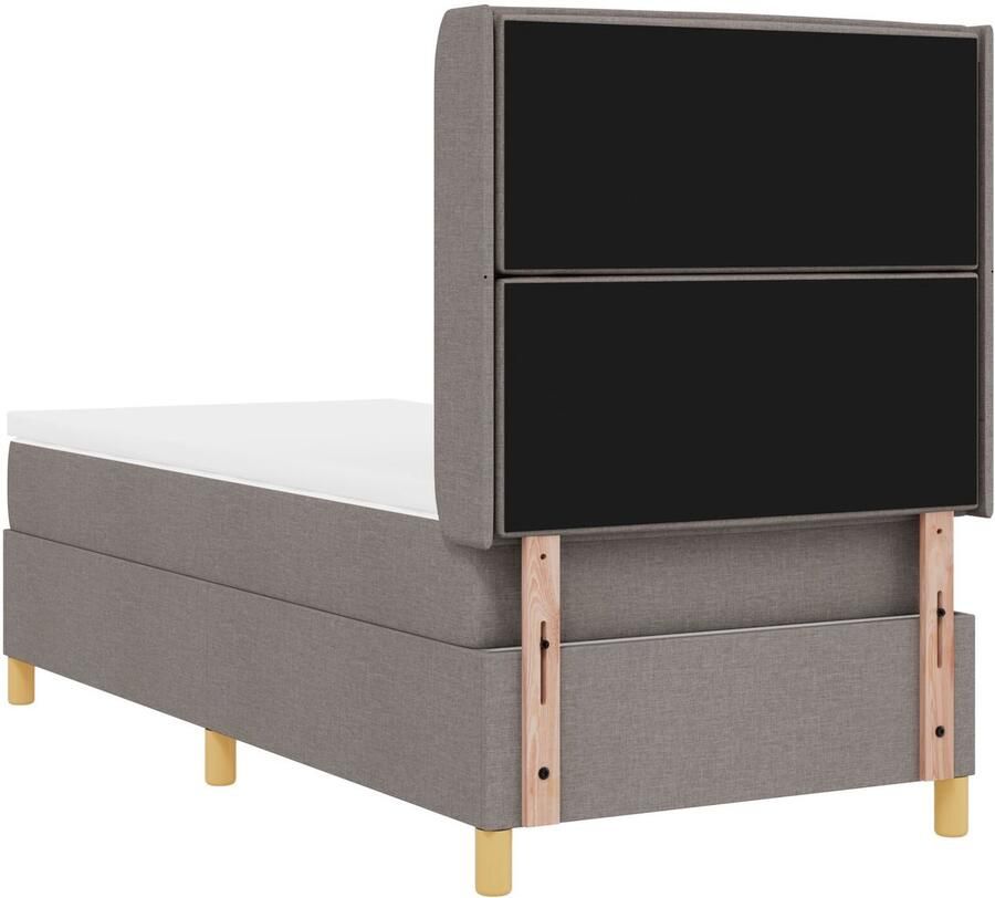 VidaXL Boxspring bed met kussen met hoofdeinde Taupe 100 x 200 cm Stof - Foto 2
