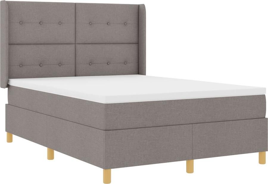 VidaXL Boxspring Bed met Matras & LED Taupe 140x190 cm Stoffering