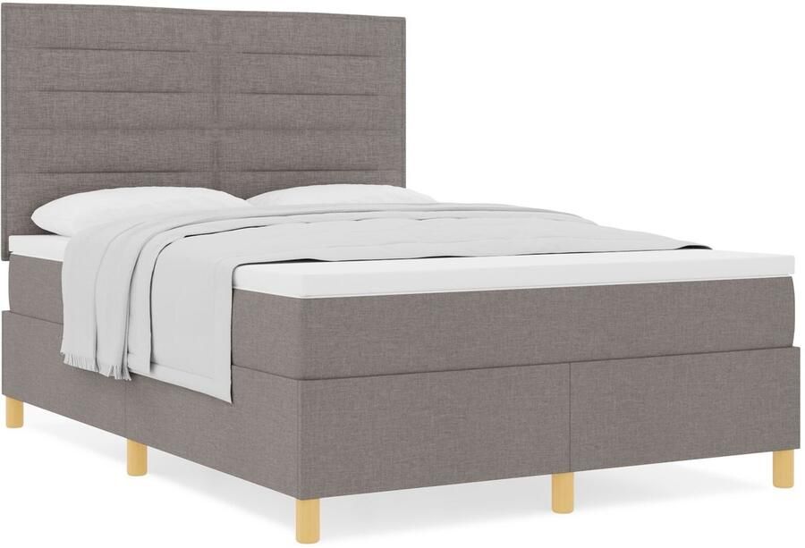 VidaXL Boxspring Bed met Matras Taupe 140x200 cm Stof