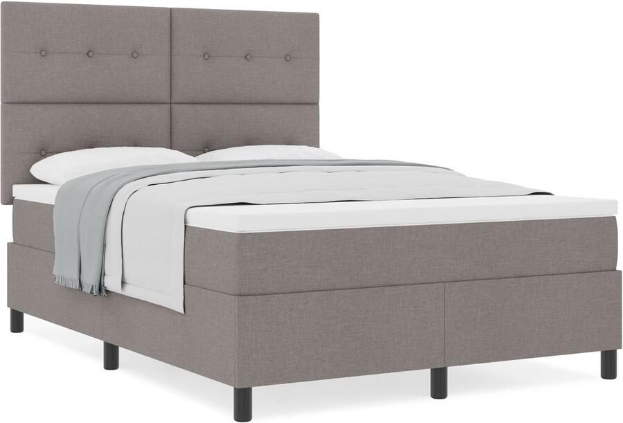 VidaXL Bedframe met matras Grijs Stof 160 x 200 cm Bedmatras - Foto 2