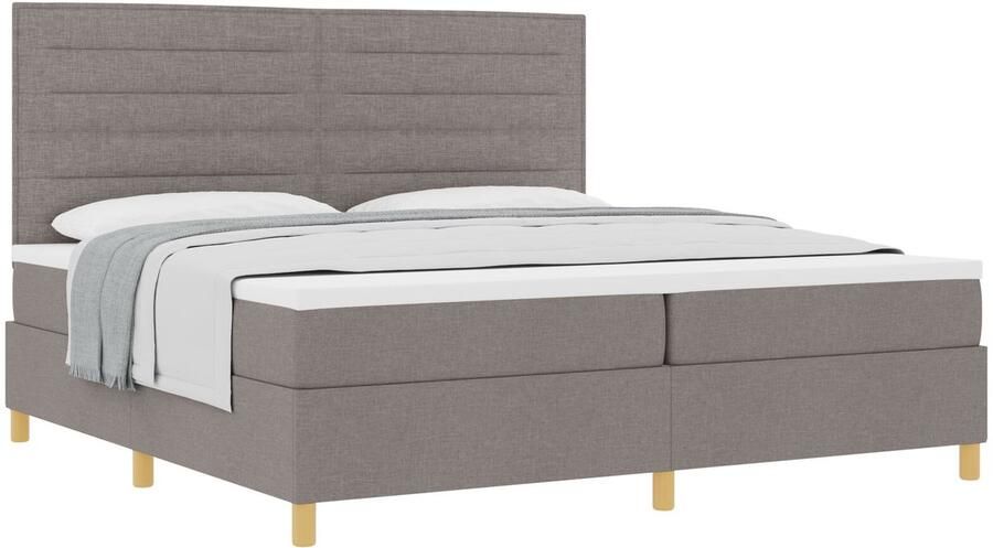 VidaXL Boxspring Bed met Matras Taupe 200x200 cm Stof - Foto 2