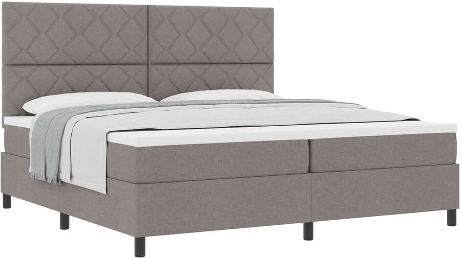 VidaXL Boxspring bed met matras met hoofdeinde Taupe 200 x 200 cm Stof - Foto 2