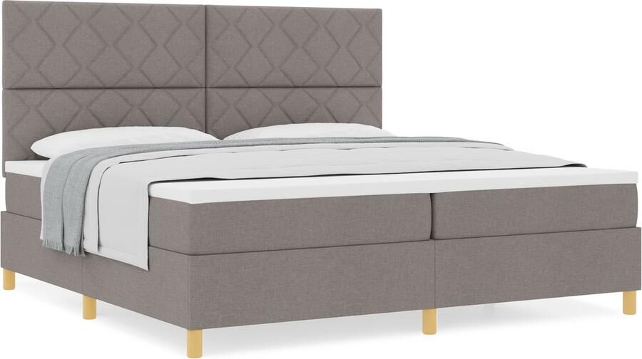 VidaXL Boxspring bed met matras met hoofdeinde Taupe 200 x 200 cm Stof