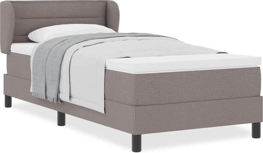 VidaXL Boxspringbed met matras met matras Taupe 90 x 200 cm Stof - Foto 2