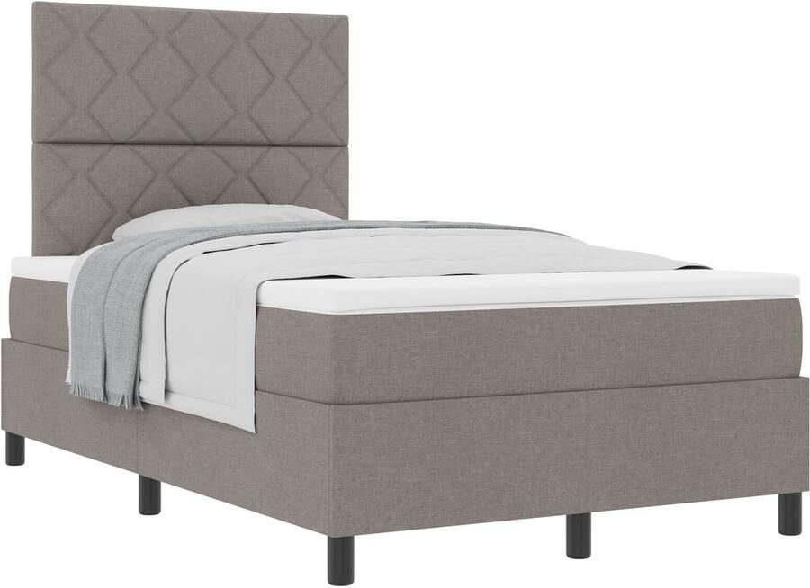VidaXL Boxspring bed met matras met hoofdeinde Taupe 120 x 190 cm Stof - Foto 2