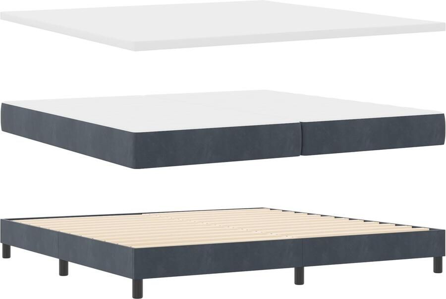 VidaXL Boxspringbed met Matras Zwart 100x200 cm Fluweel Donkergrijs
