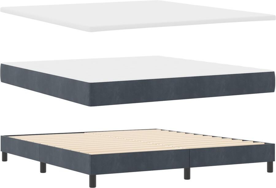 VidaXL Boxspringbed met Matras Zwart 100x200 cm Fluweel Donkergrijs