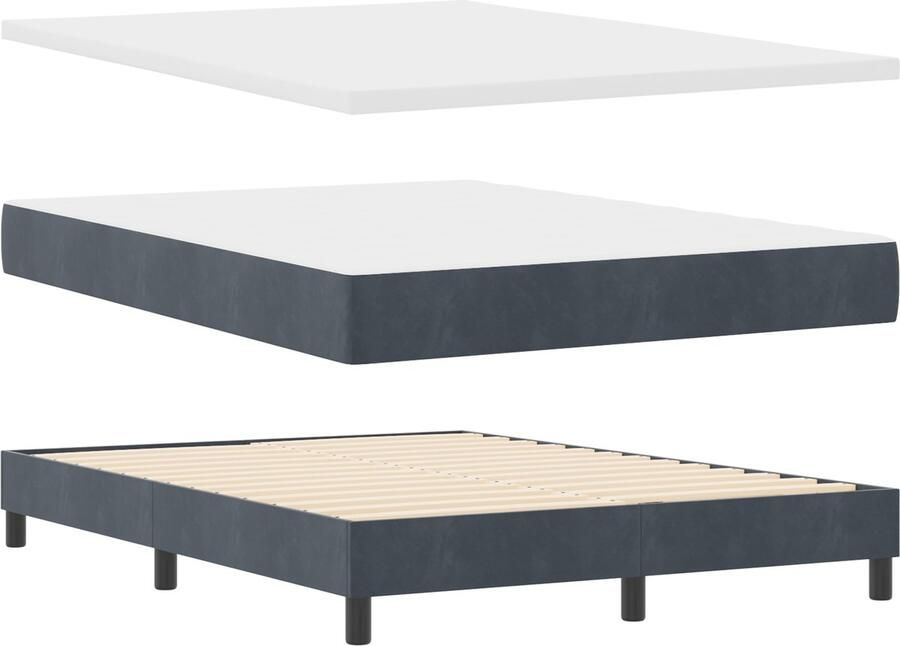 VidaXL Boxspringbed met Matras Zwart 100x200 cm Fluweel Donkergrijs