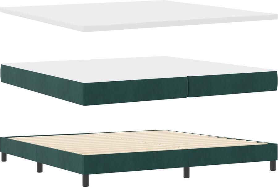 VidaXL Boxspringbed met Matras Zwart 100x200 cm Fluweel Donkergroen