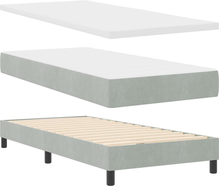 VidaXL Boxspring Bed met Matras Donkergrijs 80x200 cm Fluwelen Set van 5