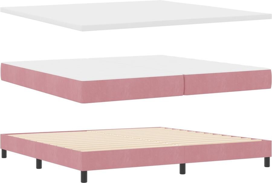 VidaXL Boxspringbed met Matras Zwart 100x200 cm Fluweel Roze