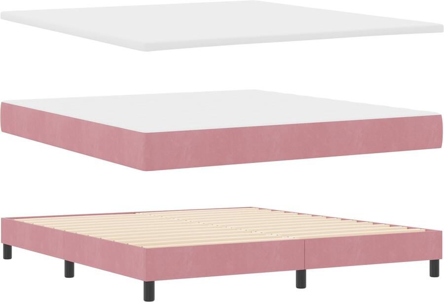 VidaXL Boxspringbed met Matras Donkergrijs 80x200 cm Fluweel Roze