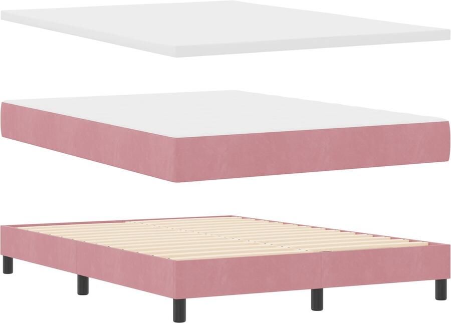VidaXL Boxspringbed met Matras Zwart 100x200 cm Fluweel Roze