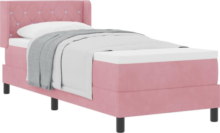 VidaXL Boxspringbed met Matras Zwart 100x200 cm Fluweel Roze