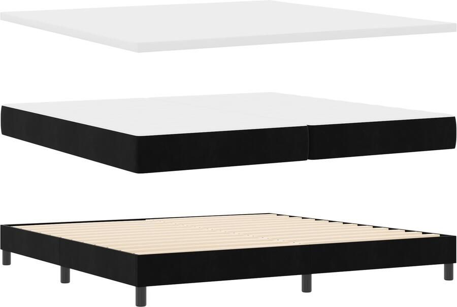 VidaXL Boxspringbed met Matras Zwart 100x200 cm Fluweel Zwart