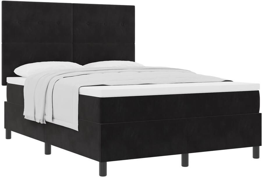 VidaXL Boxspring Bed Set van 5 Zwart Fluweel Schuim 160 x 200 cm