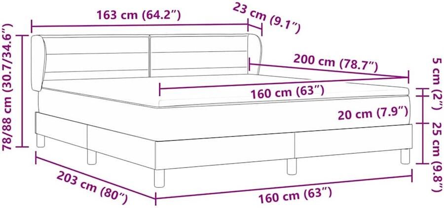 VidaXL Boxspring Bed met Matras Donkergrijs 160x200 cm Stof