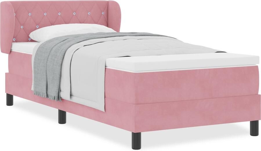 VidaXL Boxspringbed met Matras Roze 90x190 cm Fluweel