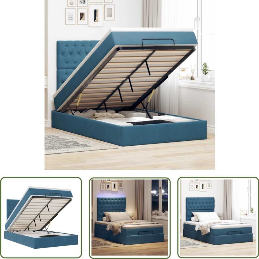 VidaXL Boxspringbed Ottoman Bed Ottoman bed met matrassen en LED's 120x190cm fluweel Led Bed Slaapcomfort Fluweel Bed