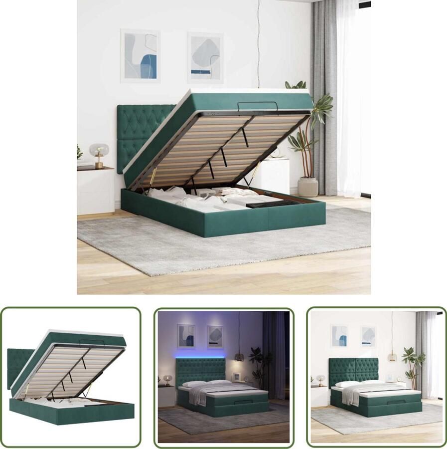 VidaXL Ottoman bed met matrassen en LED's 140x200cm fluweel Ottoman Bed Boxspringbed Tweepersoonsbed Led Lampen Slaapcomfort