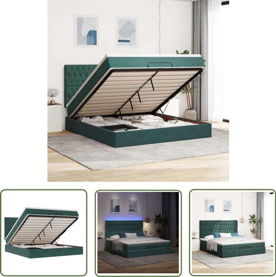 VidaXL Boxspringbed Ottoman Bed Ottoman bed met matrassen en LED's 160x200cm fluweel Led Lampen Slaapcomfort Luxe Bed