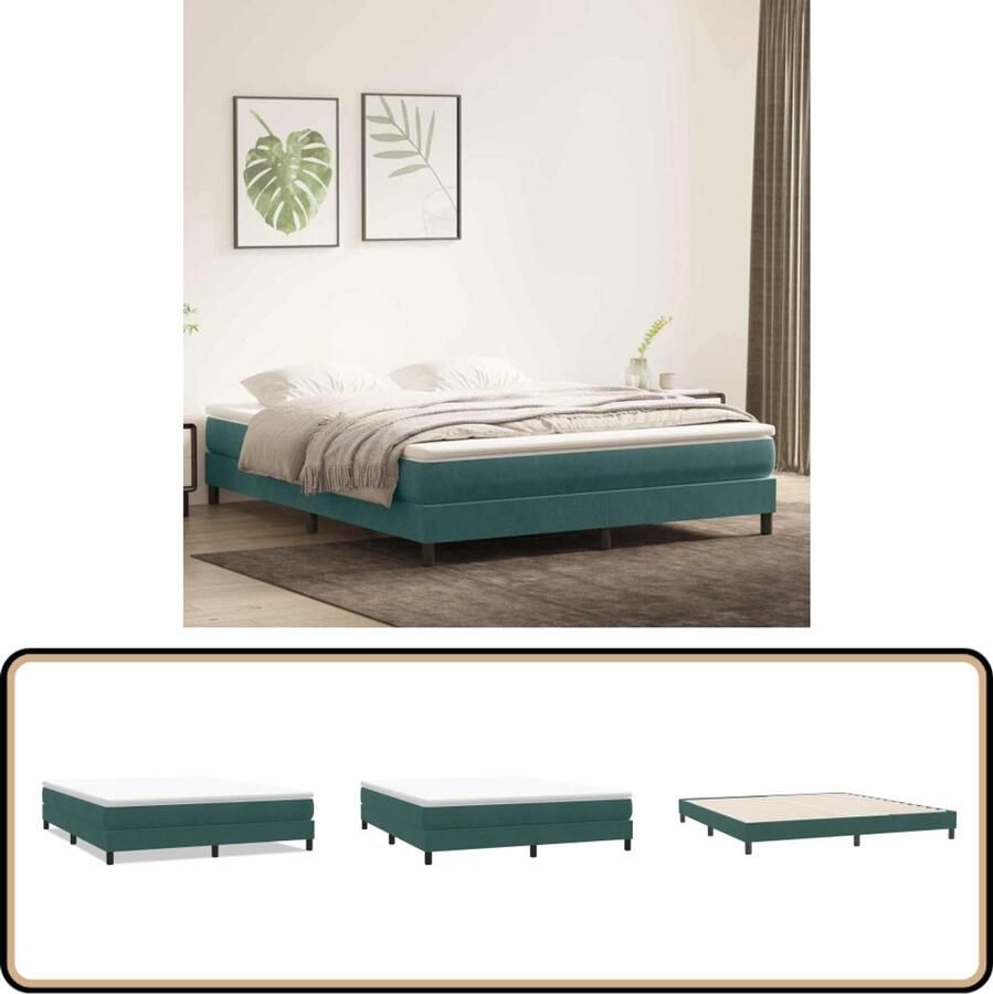 VidaXL Boxspringbed zonder matras 180x220 cm fluweel donkergroen